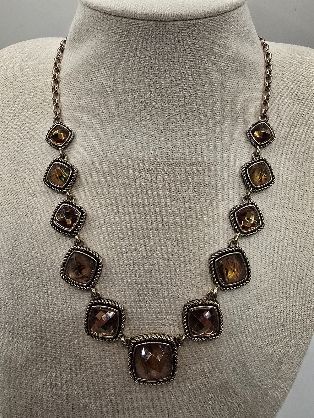 Napier Gold-Tone Necklace with Brown Faceted Stones